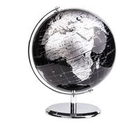 Exerz 20cm World Globe With a Metal Base ? Educational/Geographic/Modern Desktop Decoration - Metallic Black (20cm diameter)