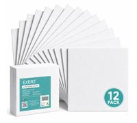 Exerz 20x20cm Canvas Panels 12 Pack Cotton 280GSM Board 3mm