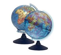 Exerz 21cm Illuminated Globe - Physical Map Daytime/Constellation Stars with lightup - Swivel Rotating World Globe (21cm New)