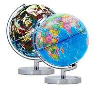 EXERZ 23 cm illuminate globe metal base - Italian Map - student globe with wire-free LED lighting, political map (time of day), constellation stars (night)