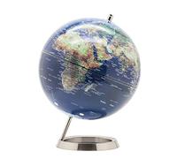 EXERZ 25cm World Globe - Stainless Steel Ring Standing - Globe of Earth - Metallic Colour Navy Blue