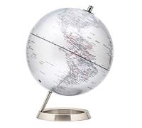 EXERZ 25cm World Globe with Stainless Steel Stand Metallic Colour Silver