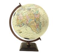 EXERZ 30cm Antique Globe with Wooden Square Base, Vintage Colour Modern Map, Hand Crafted