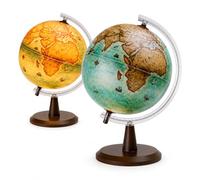 EXERZ 30cm Illuminated World Globe, Antique English Map LED Globe with USB-C for Home Office School