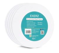 Exerz 30cm Round Canvas Panels 6pcs/ 3mm 280gsm 100% Cotton/Diameter 30cm Blank Artist Canvas Board/Triple Primed/Acid Free/Medium Grain - Oil & Acrylic