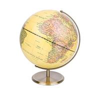 Exerz 30cm World Globe Antique Metal Arc and Base Bronzed colour, Large Rotating Earth Globe, Educational/Geographic, Modern Map in Vintage Colour