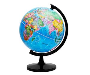 EXERZ 30cm World Globe Political Map - Large Educational Geographic Self Assembled School Globe - 30cm Diameter