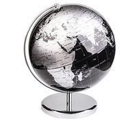 Exerz 30cm World Globe With a Metal Base, Metallic Black Earth Globe Geographic English Modern Map Desktop Decoration