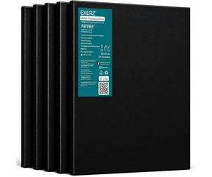 Exerz 30x40cm Black Stretched Canvas 5pk - A3 Framed 1.7cm Pre-Stretched Artist Canvas - 280GSM 100% Cotton Triple Primed/Acid Free/Medium Grain - Acrylic & Oil Paint