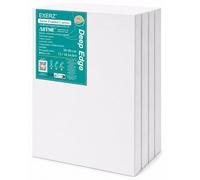 EXERZ 30x40cm Deep Edge Canvas Pre Stretched 4 Pack Cotton 380GSM 3.8cm | Triple Primed Deep 3D Frame Surface For Acrylic Oil Crafts Art Display