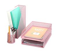 EXERZ 4-Piece Desk Organiser, Metal Mesh A4 Filing Set for Home Office