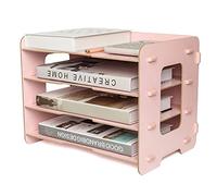 EXERZ 4 Tier Wooden Letter Tray A4 MDF Desk Organiser for Paper and Files