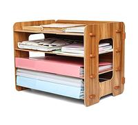 EXERZ 4 Tier Wooden Letter Tray A4 MDF Desk Organiser for Paper and Files