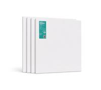 Exerz 60x60cm Pre-Stretched Canvas 4pk - 1.7cm Artist Framed Canvas Square Blank, 280GSM 100% Cotton, Triple Primed, Acid Free, Medium Grain - Acrylic, Oil