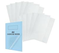 EXERZ A4 Exercise Book Cover 10pk, Clear Water Resistant - Slip On Protective Jackets for Notebook, PVC Sleeve (A4 10pk)