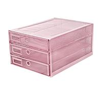 EXERZ A4 Paper Sorter 3 Tier Metal Mesh Drawers Office Home Light Pink