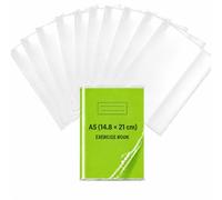 EXERZ A5 Exercise Book Covers 10pcs Clear PP Water Resistant Size 14.8×21cm | Transparent Reusable Slip On Design Helps Keep School Workbooks Clean Dry And Easy To Identify