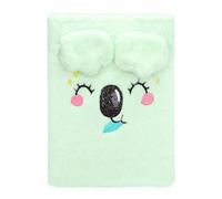 EXERZ A5 Notebook “Pop-Up Ears” Koala- Mint Green Furry Journal, Cute Sparkly Nose, 160 Pages - Soft Plush Diary Notepad for Kids, School, & Gifting (Mint Green)