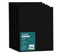Exerz Black Canvas Panels 24x30cm 6pcs 280gsm Cotton Board Primed 3mm