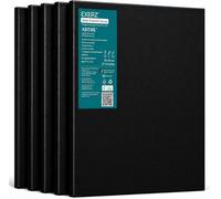 EXERZ Black Stretched Canvas 30x40cm 5pcs Cotton 280GSM A3 | 1.7cm Frame Triple Primed Medium Grain Surface For Acrylic Oil Painting Crafts Artwork And Home Decoration