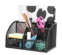 EXERZ Desk Organiser 7 Compartment Pencil Holder Office Tidy Caddy Black
