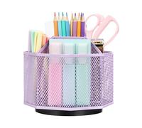 EXERZ Desk Organiser/Mesh Desk Tidy Caddy/Pencil Holder/Multifunctional 360 Rotating - Light Purple