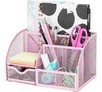 Exerz Desk Organiser/Mesh Desk Tidy/Pen Holder/Multifunctional Organizer - Light Pink