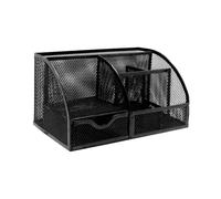 EXERZ Desk Organiser/Mesh Desk Tidy Caddy/Pencil Holder Multifunctional with 7 Compartments- Black