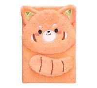EXERZ “Hello Raccoon” Notebook A5 - Cushioned Orange Furry Journal, Cute Shiny Ears, 160 Pages - Soft Plush Diary Notepad for Kids, School & Gifting (Sweet Tangerine)