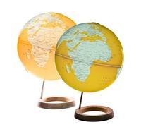 Exerz Illuminated World Globe 33cm, LED Light Up Globe with Rosewood Wooden Base, Self Assembly- Unmellow