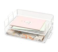 EXERZ Letter Trays 2pcs Stackable Paper Sorter A4 Desk File Organiser White