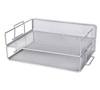 Exerz Letter Trays 2pcs Stackable Paper Sorter/Desk File Tray/Desk Organiser - Metal Rack - Office, School, Home(Silver Grey Colour)