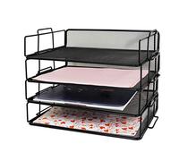 EXERZ Letter Trays 4pcs Stackable Paper Sorter A4 Desk File Organiser Black