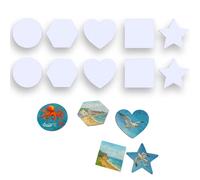 EXERZ Magnetic Mini Canvas 10pcs - 75mm Fridge Magnets | Round, Hexagon, Heart, Square, Star - Art & Crafts Oil Paint, Acrylic, Markers