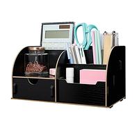 EXERZ MDF Desk Organiser with 7 Compartments Pen Holder Black