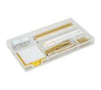EXERZ Mesh Drawer Organiser Tray 6 Compartments Stackable Metal White