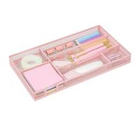 EXERZ Mesh Organiser Tray - Metal Desk Drawer Insert with 6 Compartments - Stackable Office Drawer Organiser for Stationery, Makeup & Accessories (Light Pink)