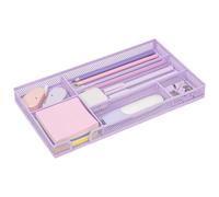 EXERZ Mesh Organiser Tray - Metal Desk Drawer Insert with 6 Compartments - Stackable Office Drawer Organiser for Stationery, Makeup & Accessories (Light Purple)