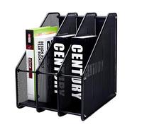 Exerz Metal Magazine Holder 3 Compartment File Organiser A4 Desk Rack Black