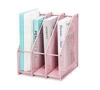 EXERZ Metal Magazine Holder 3 Compartment File Organiser A4 Rack Light Pink