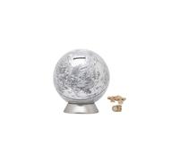 Exerz Money Box Globe Diameter 16cm/ Piggy Bank, Contemporary Metal-looking, Physical Featured Map, Educational, Decorative. For School, Home, Office