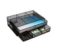 EXERZ Monitor Display Stand with Drawers - Desk Organiser with Computer Monitor Stand Riser - Max 15kgs