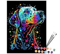 EXERZ Painting by Numbers Kit,30x40cm Canvas with Acrylic Pigment, Brushes and Accessories (Dog)