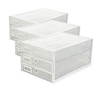 EXERZ Paper Sorter 3 Tier Drawers A4 / Multifunctional Desk Organiser/Letter Tray - Documents, Magazines, Notebooks and Letters -White (Pack of 3)