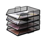EXERZ Paper Sorter 4pcs Tier Stackable A4 Desk Organiser Letter Tray Black