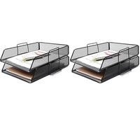 EXERZ Paper Sorter/Tray/Desk Organiser/File Holder 2pcs - Office, School (Black) (Pack of 2)