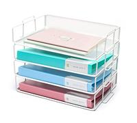 Exerz Paper Sorters 4pcs /Stackable Letter Trays 4 Tiers/File Trays/Desk Organiser - Metal - Office, School, Home