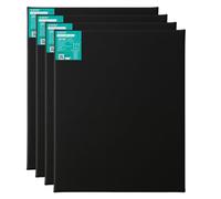 Exerz Pre-Stretched Canvas Black 40x50cm, 4 Pack - 100% Cotton, 280 GSM, Triple Primed, Acid-Free, Medium Grain, 1.7cm Framed Artist Canvas for Acrylic & Oil Painting