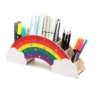 EXERZ Rainbow Pencil Holder Desk Organiser With 50 Star Stickers For Kids