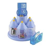 EXERZ Rotating Desk Organiser, Pen Holder Desk Tidy, Filled with Accessories (Blue)